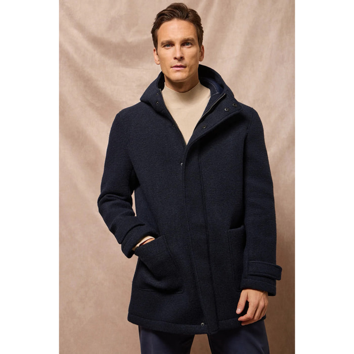 Trench con cappuccio blu marino Clay con particolari Polo Club