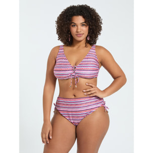 Fiorella Rubino - Bikini due pezzi con stampa multicolor e laccetti - Rosa