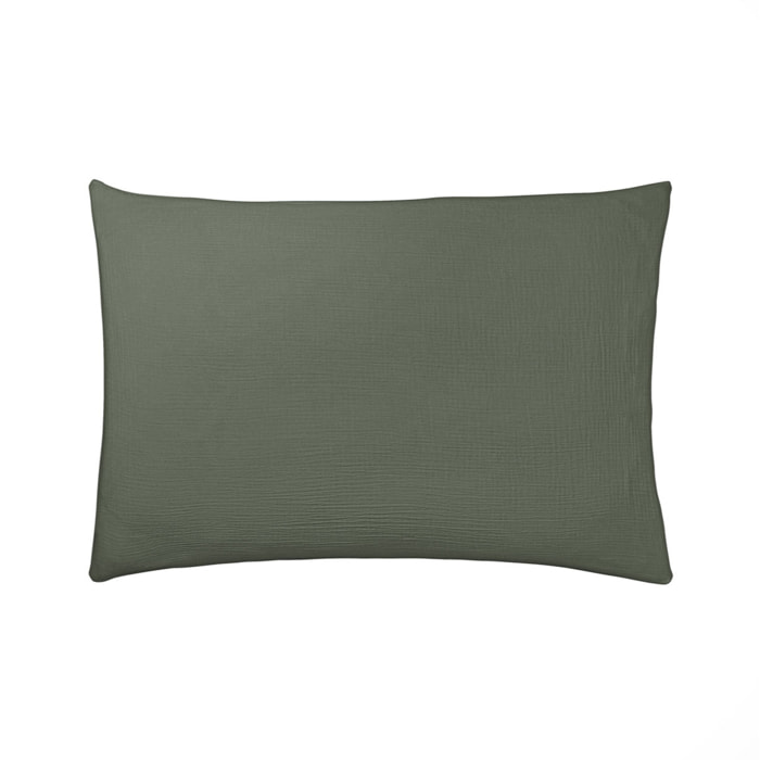 Taie d'oreiller unie en gaze de coton, TENDRESSE, Vert