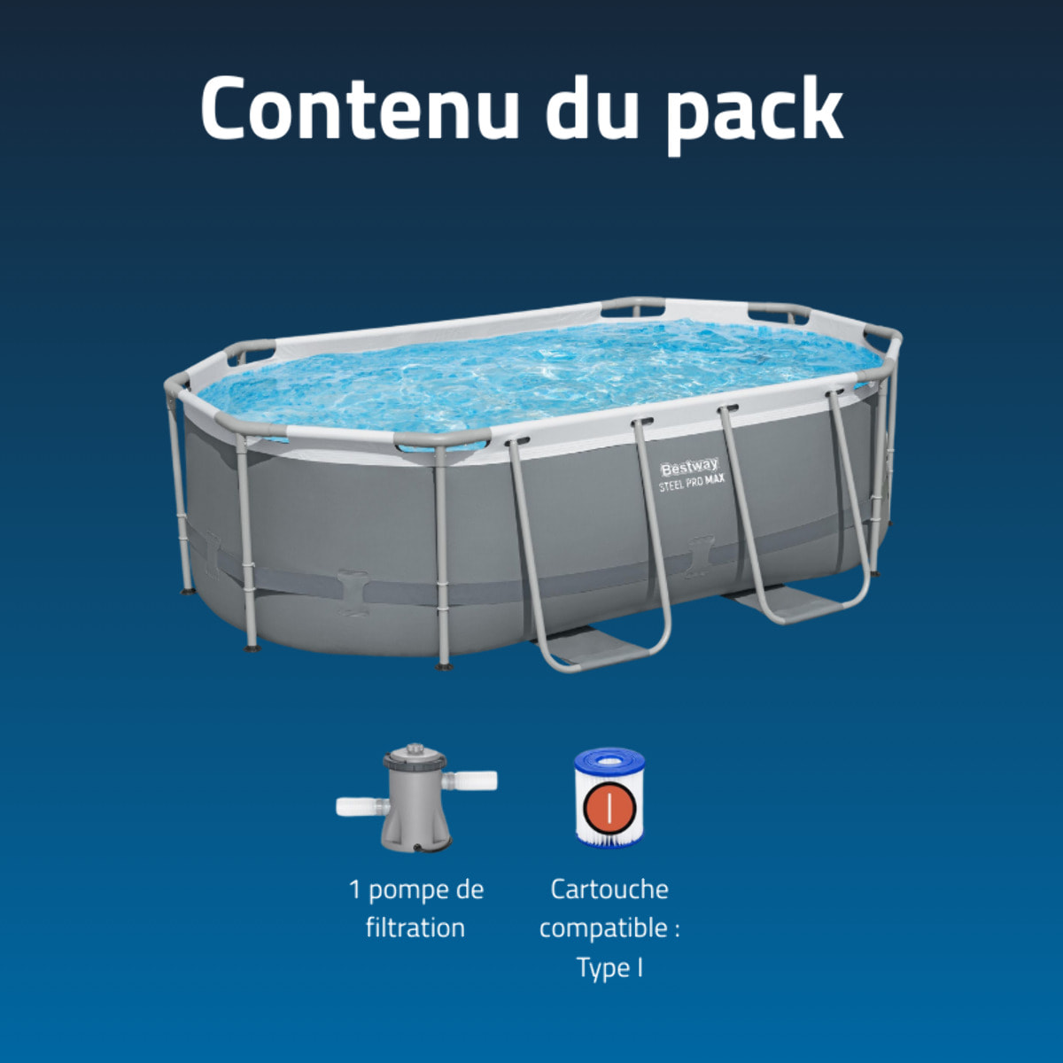 Bestway Piscine hors sol - Ovale - Steel Pro Max - 305 x 200 x 84 cm