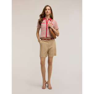 Motivi - Shorts de mezcla de lino con dobladillo - Beige