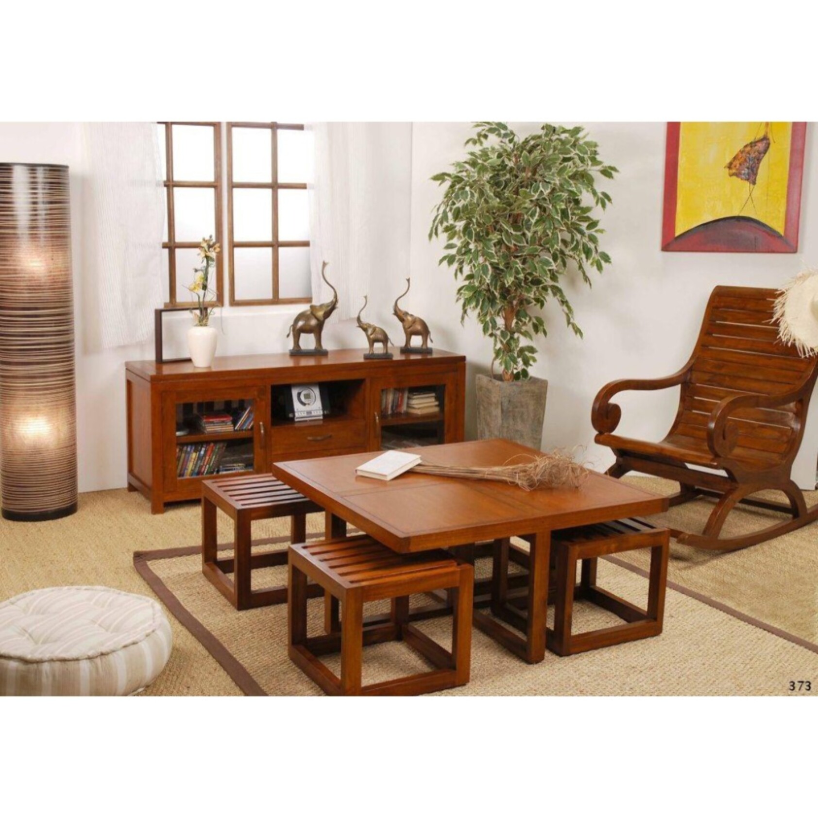 LAUREN - Rockingchair marron bois Mindi