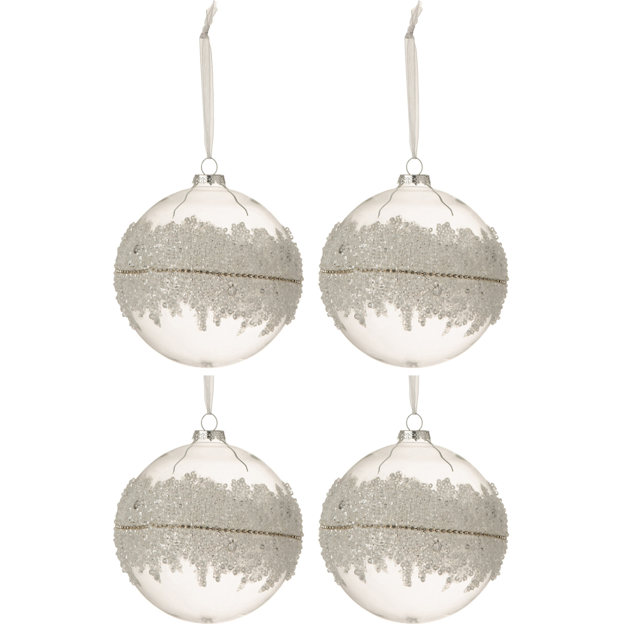 J-Line boite de Noël Glace Diamant Lignes - verre - transparent - large - boîte de 4