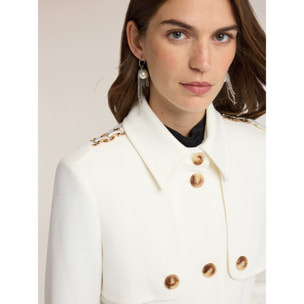 Motivi - Trench con cinturón mezcla viscosa - Blanco
