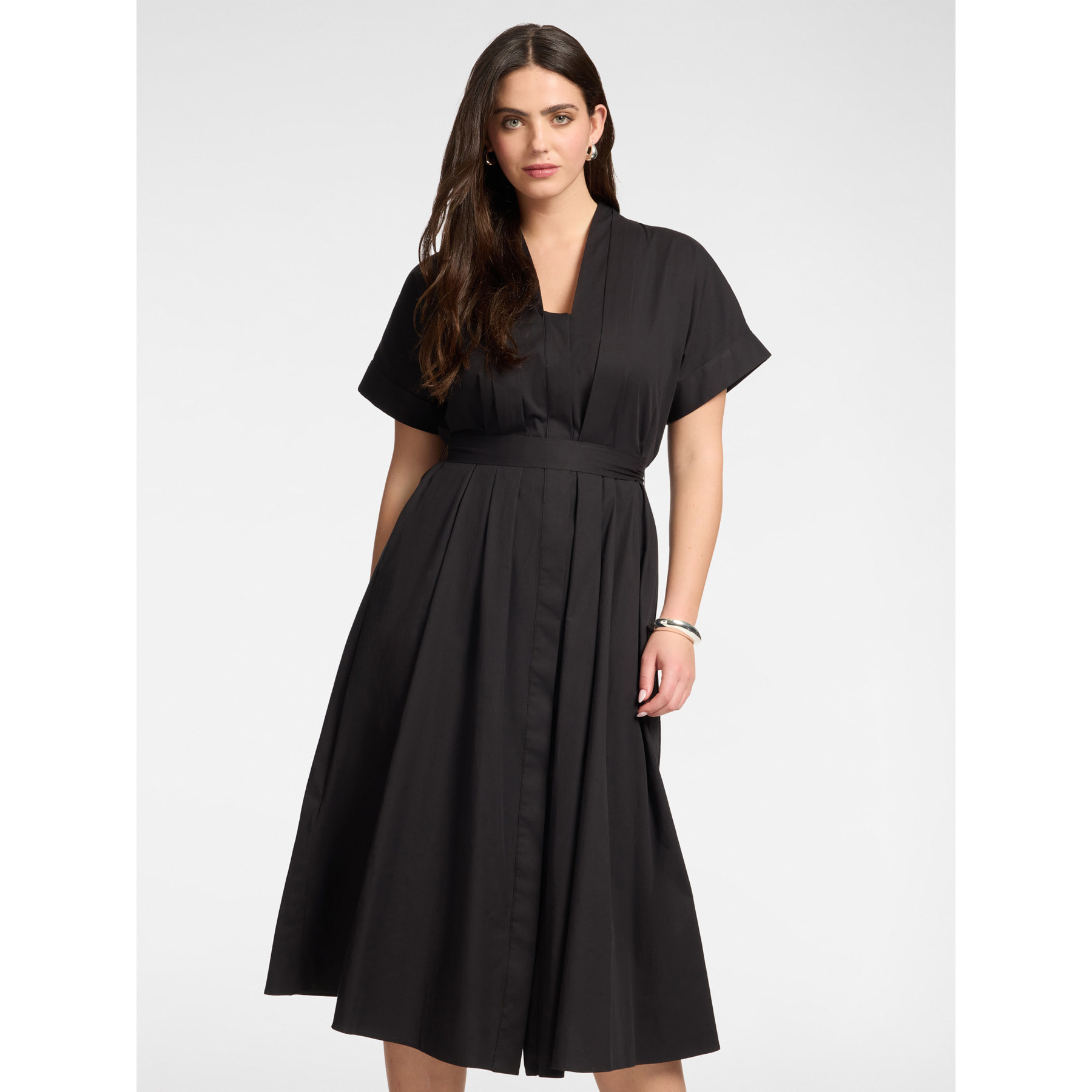 Elena Mirò - Vestido flare con cinturón - Negro