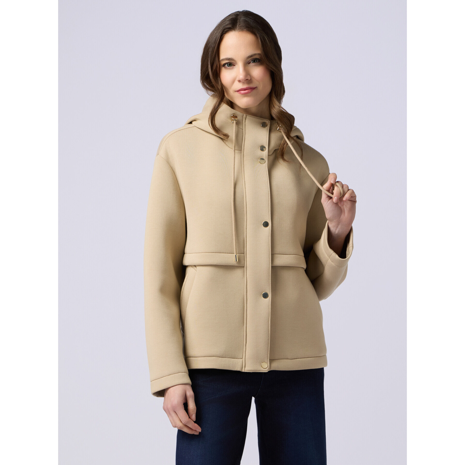 Oltre - Chaqueta de scuba con capucha - Beige