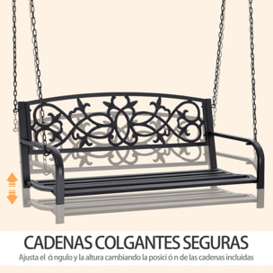 Banco Columpio de 2 Plazas de Acero con Reposabrazos Carga 240 kg 127x59,5x52 cm