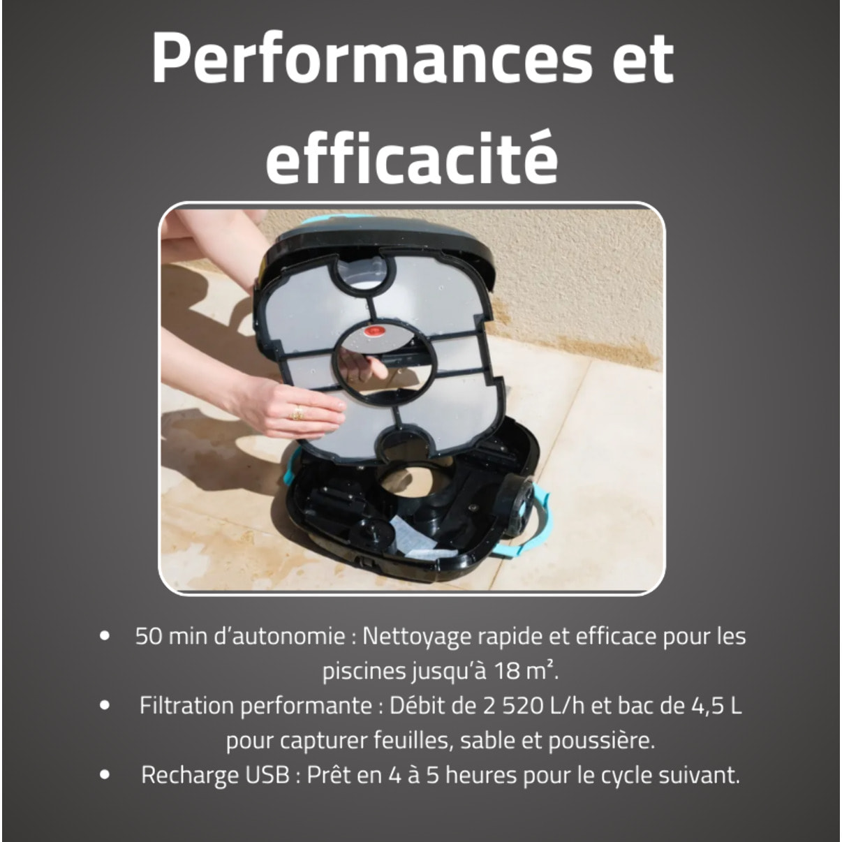 Bestway Robot piscine sans fil Platy nettoyage fond plat 18 m² max