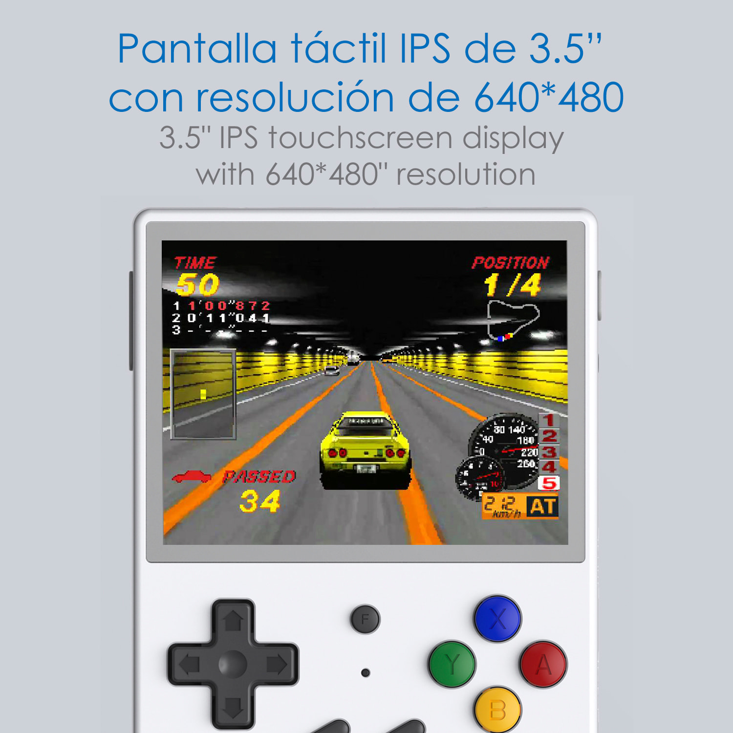 DAM Consola emulador multiplataforma RG353V. Pantalla táctil 3,5" IPS; Android 11 + Linux, Quad-Core 1,8GHz, WiFi, 128GB. +23.000 juegos. 12,6x2,1x8,3 Cm. Color: Blanco