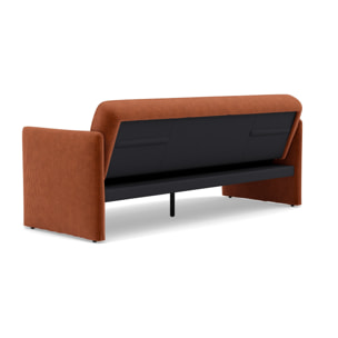 Mathis - Canapé convertible clic-clac 3 places en velours côtelé - Terracotta