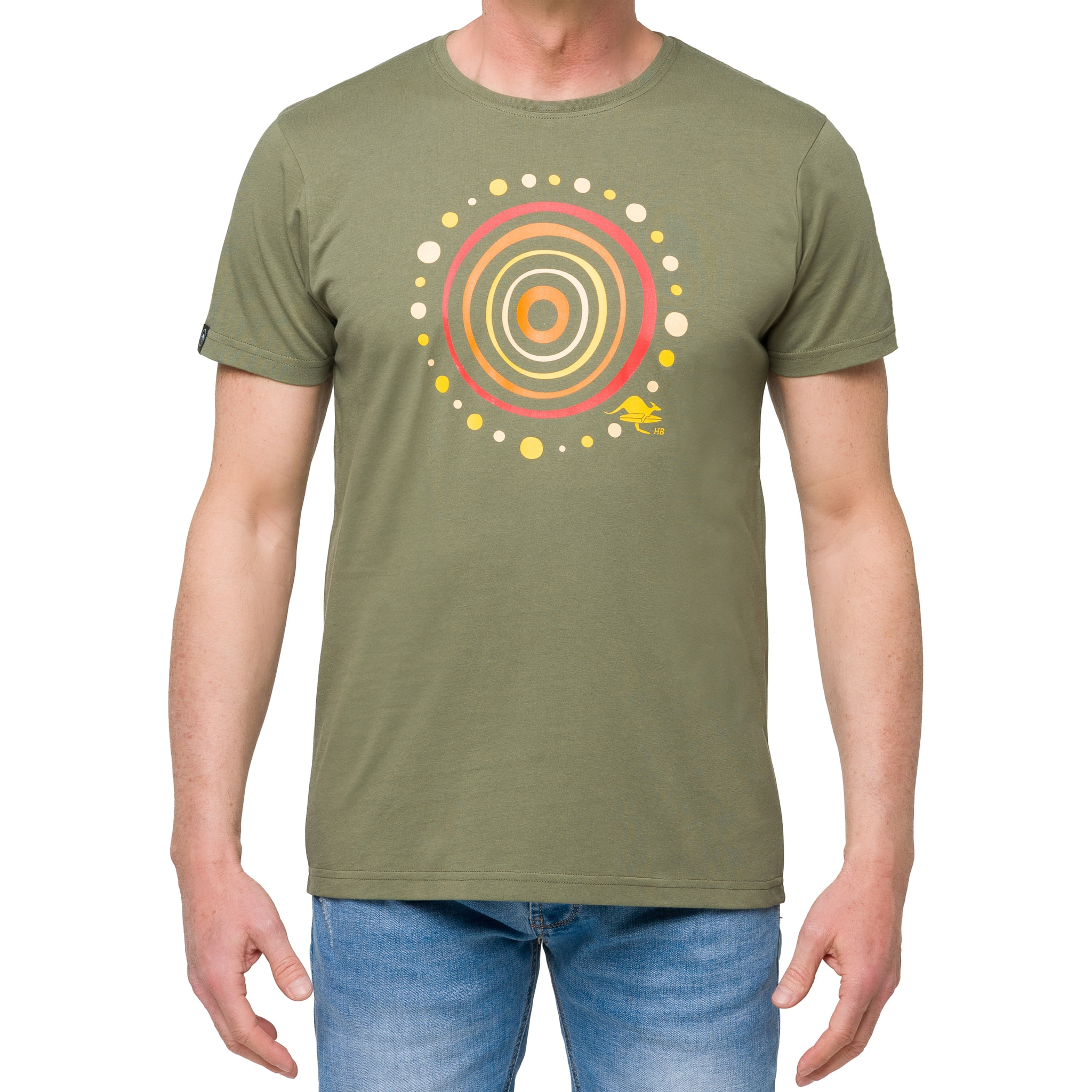 T-shirt in cotone 150 gr Hot Buttered Aboriginal verde militare.