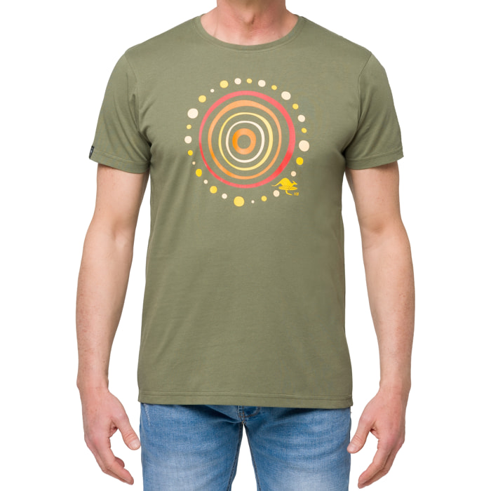 T-shirt in cotone 150 gr Hot Buttered Aboriginal verde militare.