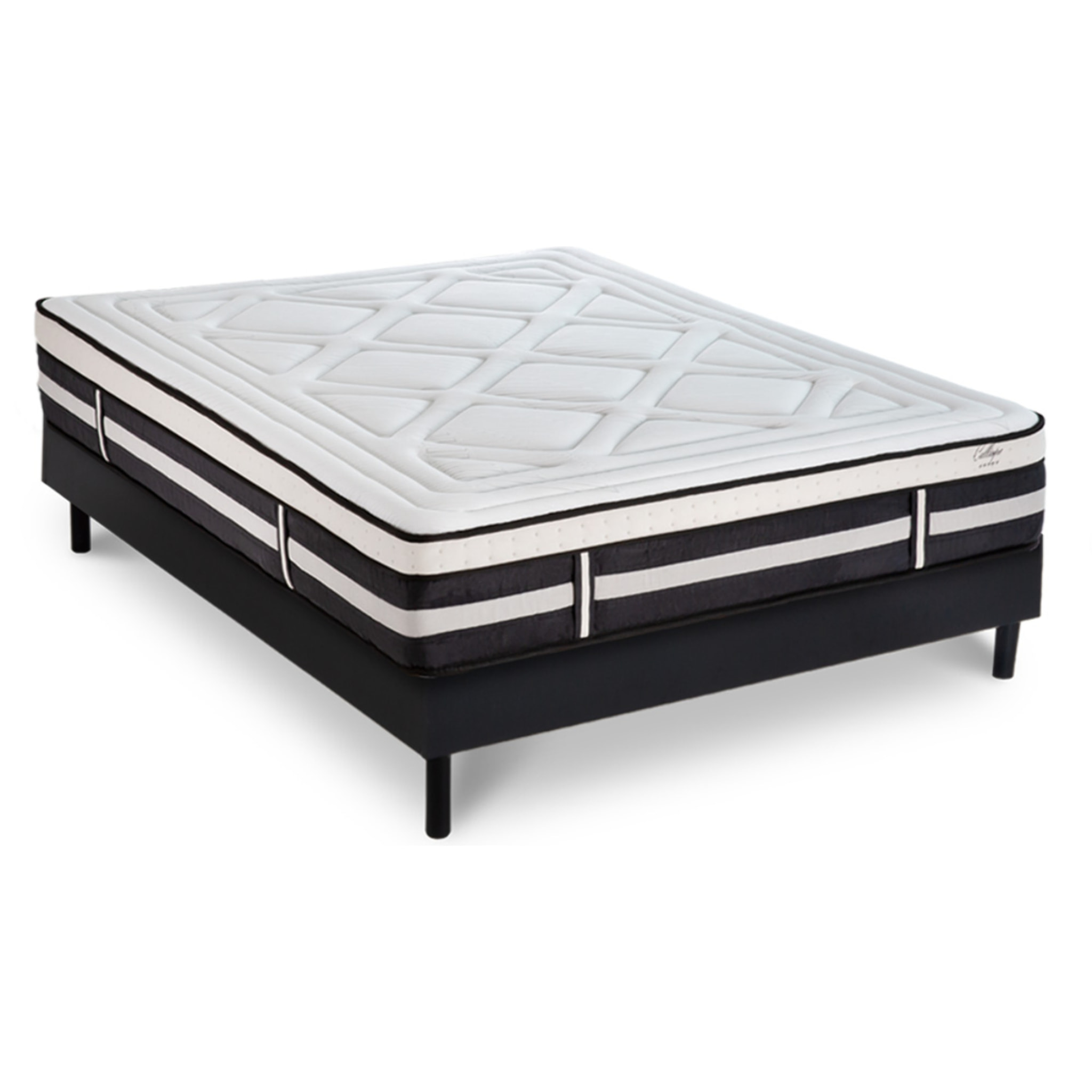 Ensemble Matelas Calliope mémoire de forme - 28cm + sommier kit bois noir - 1 Place