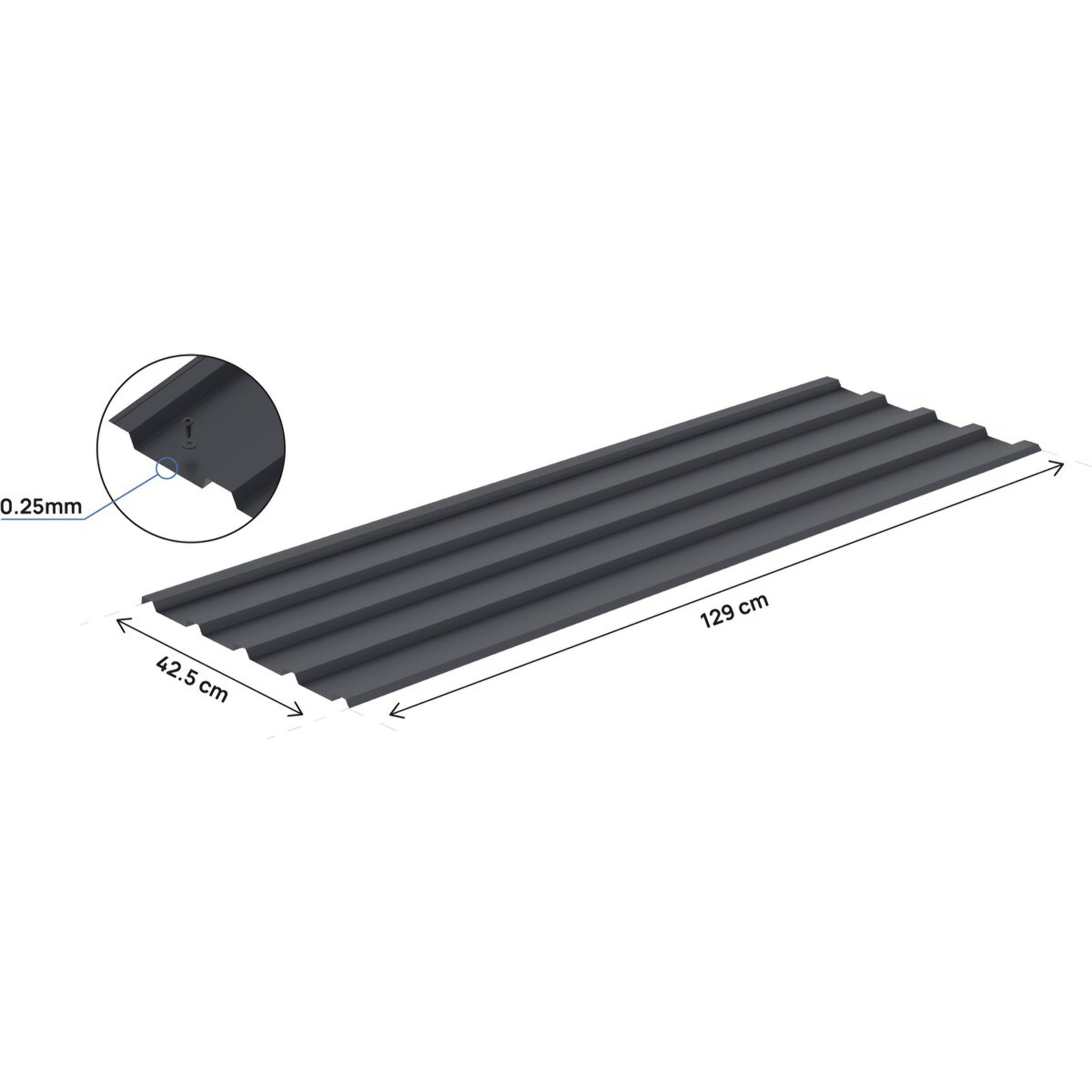 Lot de 12 tôles de bardage en acier galvanisé "Atlanta" - 129 x 42 cm - Gris