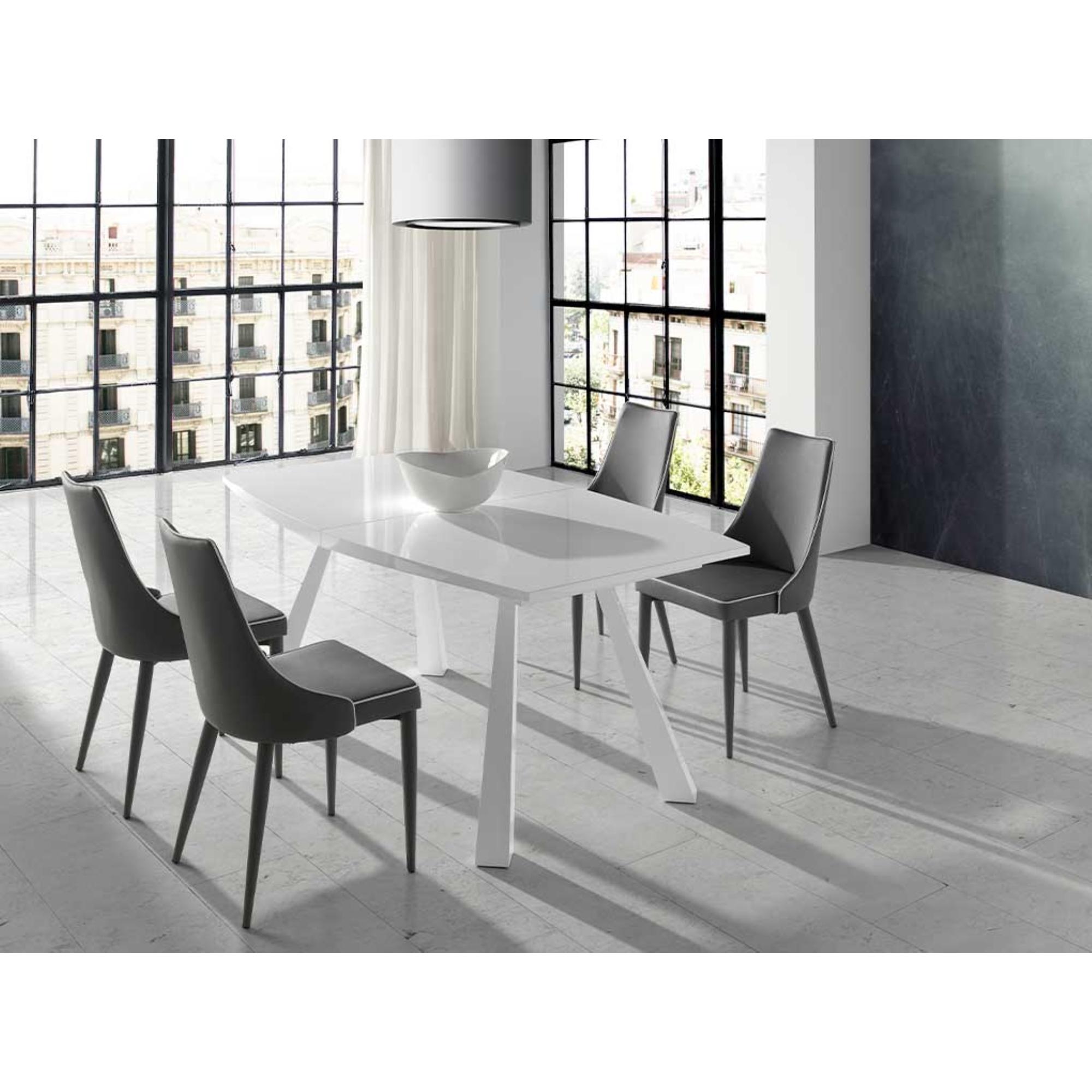 Mesa de comedor extensible SIROCCO - blanco y blanco - 180/230x95x76,5cm