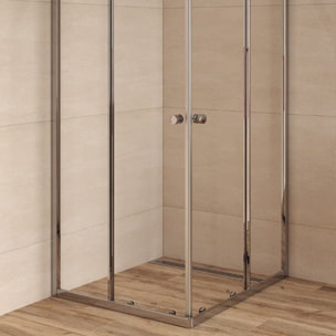 Project 80x80 cm cabine de douche carrée en verre transparent avec profilés, chrome brillant (SIKOMUQ80CRT)