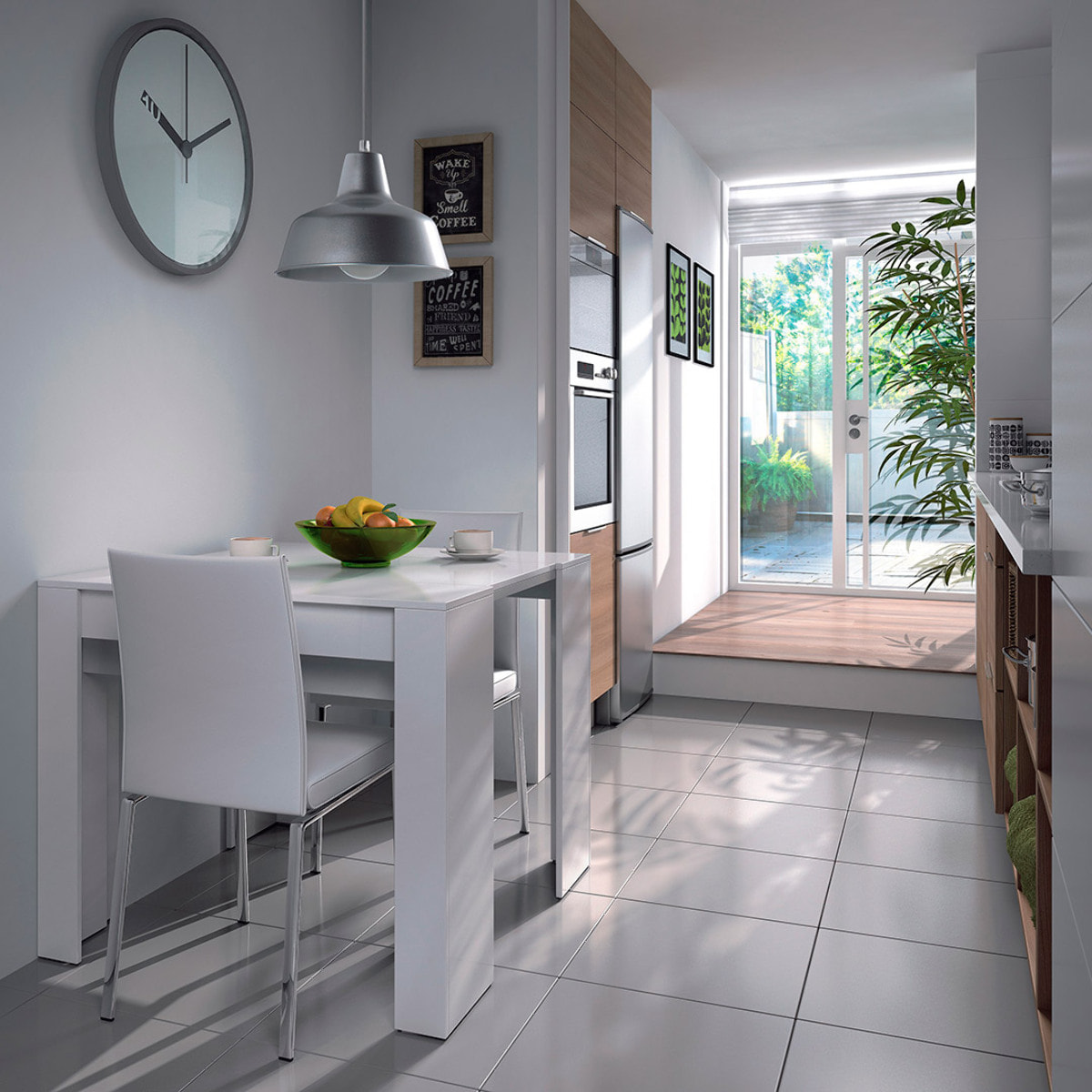 Mesa Comedor Extensible 90x50-237 Cm Blanco Brillo