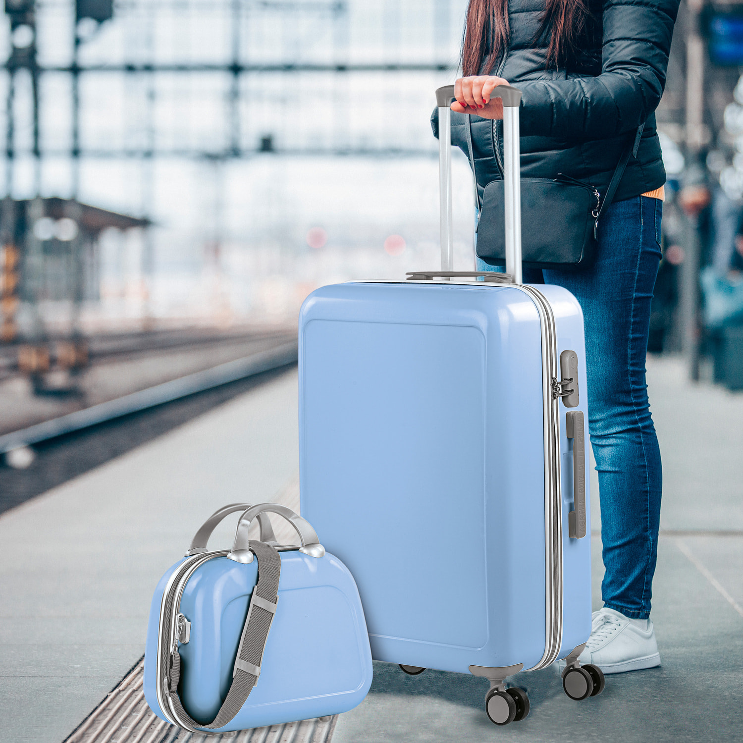 Juego De Maletas Pc Itaca Stickers Azul