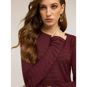 Motivi - Body de rayas en jersey mezcla de viscosa - Burgundy