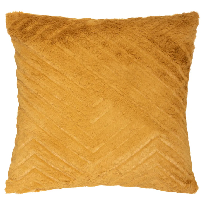 Coussin - effet fourrure - jaune ocre - 45x45 cm