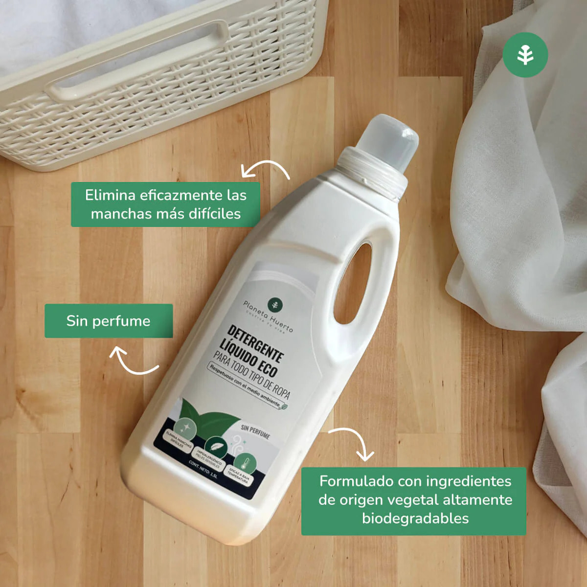 Pack 6xDetergente Líquido Ropa ECO Sín Perfume  Planeta Huerto 1,5 Litros