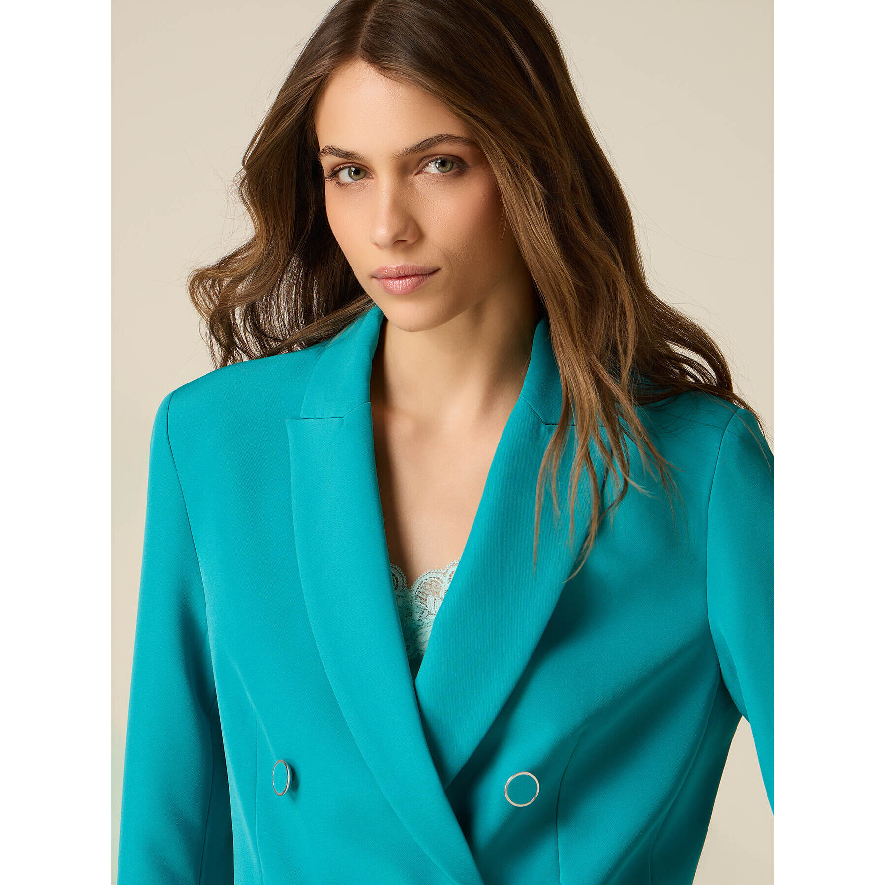 Oltre - Blazer cruzado - Petrol Blue