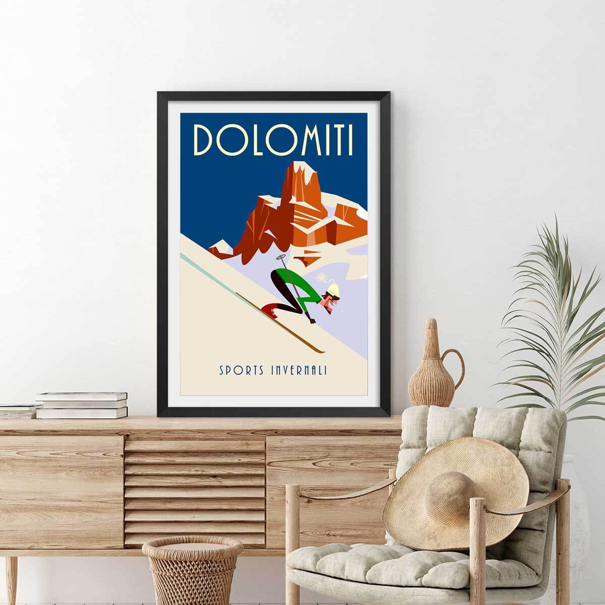 Poster ski et dolomites Affiche seule