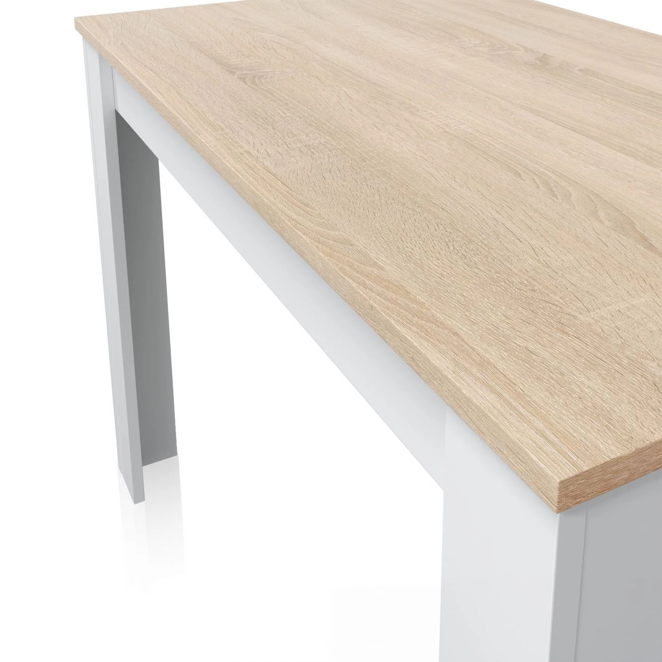 Mesa de comedor Dina Blanco Artik (Blanco Mate) - Roble Canadian