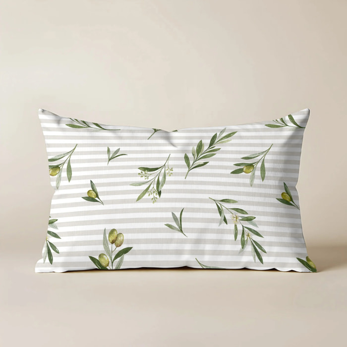 Housse de coussin Oliver - 100% coton - Beige et vert - 30x50 cm