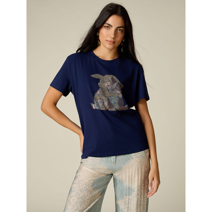 Oltre - T-shirt con applicazioni - Blu