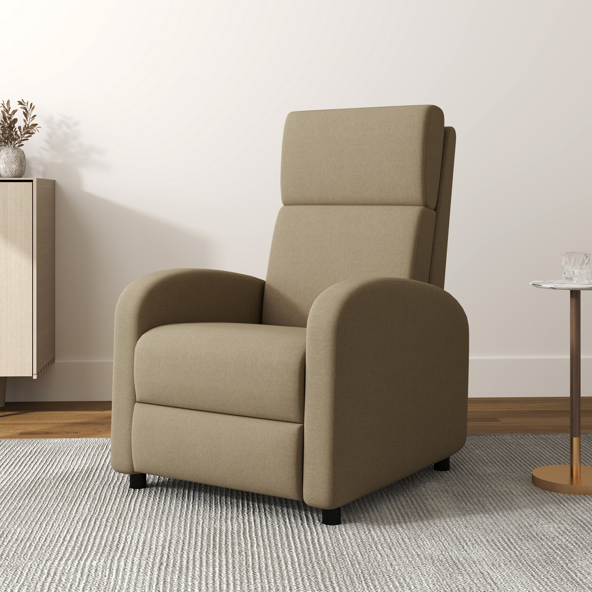 Fauteuil de relaxation inclinable réglable repose-pied tissu beige