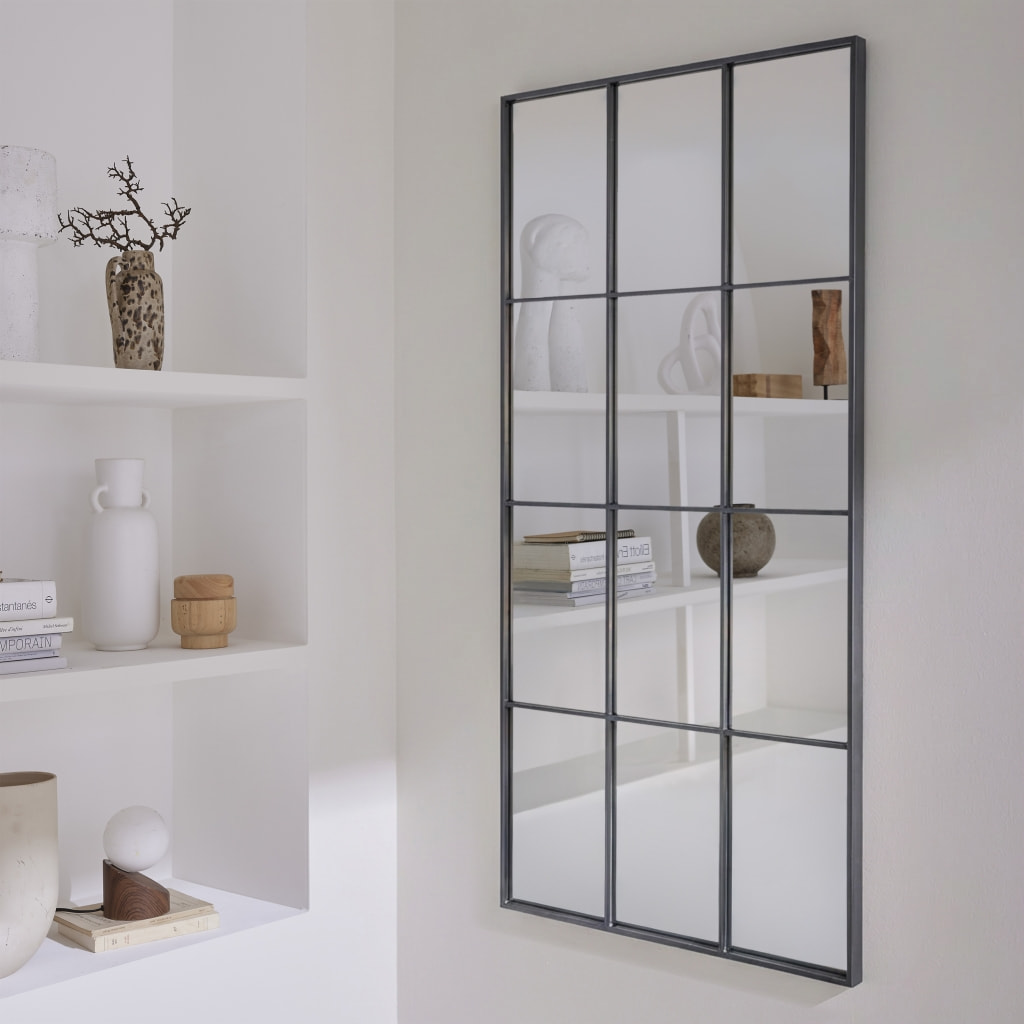 Miroir rectangulaire industriel acier noir - 60 x 140 x 2.5 cm - Terry