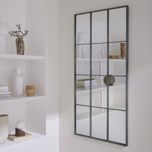 Miroir rectangulaire industriel acier noir - 60 x 140 x 2.5 cm - Terry