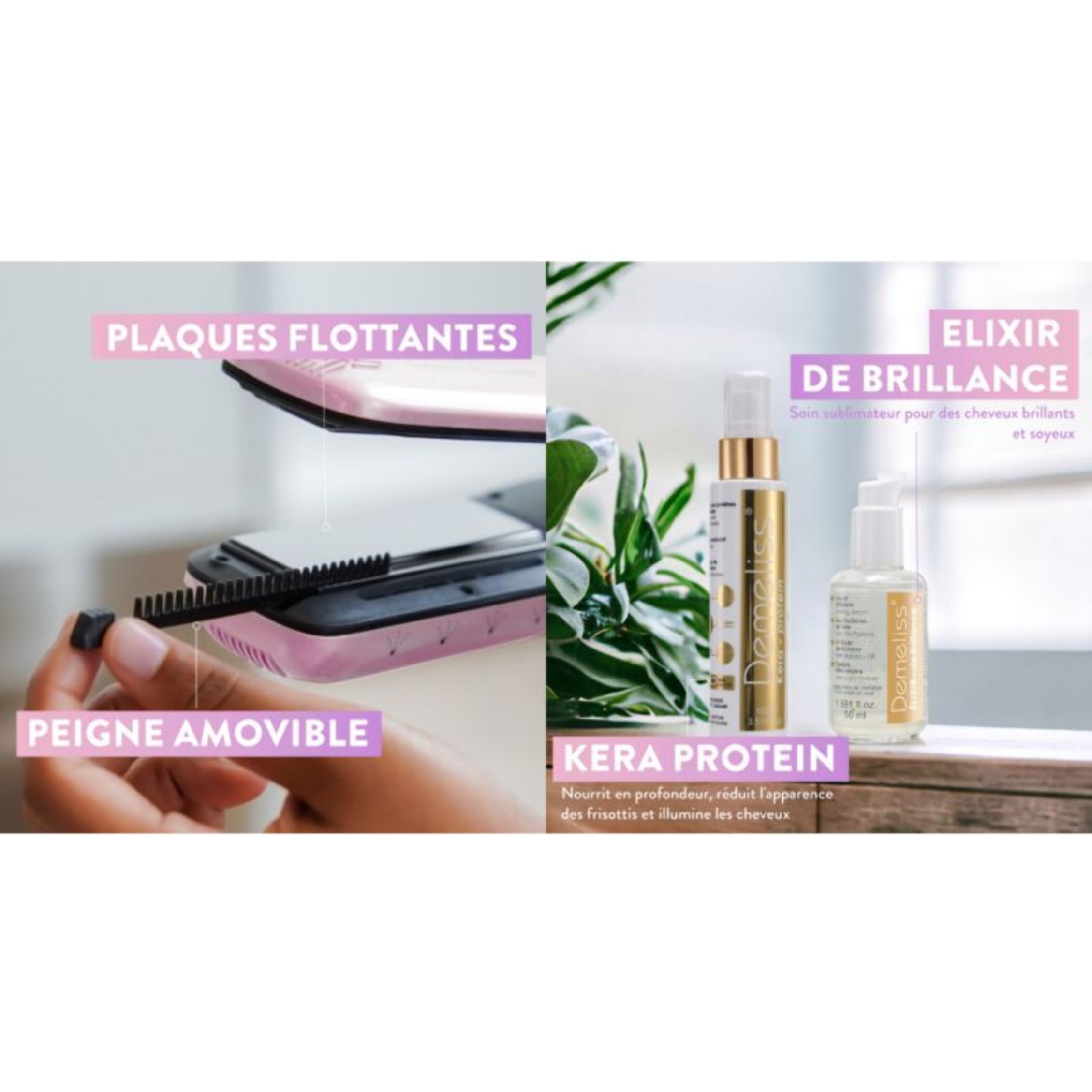 Lisseur vapeur SAINT ALGUE Titanium Dreams rose/violet + 2 soins