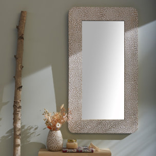 Miroir sculpté motif devant bois MANGO WOOD beige