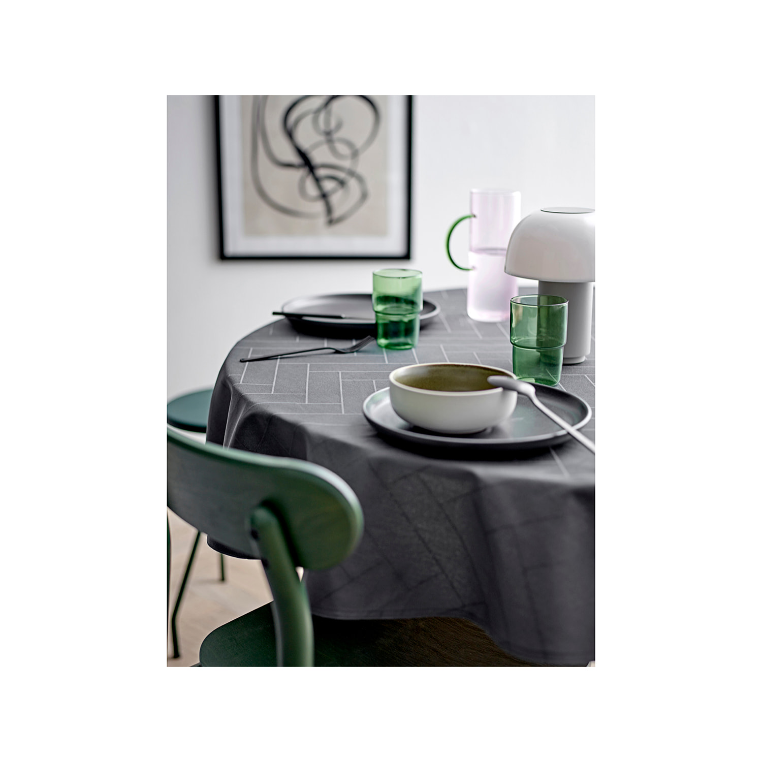 Set de 4 serviettes en tissu Tiles Damas