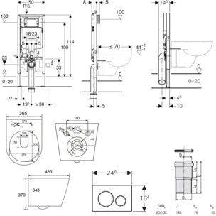 Pack WC bati-support Geberit + Cuvette Swiss Aqua Technologies sans bride + Plaque blanche (SLIM-INFINITIO-B)
