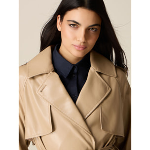 Oltre - Trench largo en tejido revestido - Beige