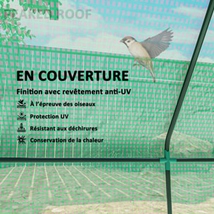 Mini serre de jardin 3 fenêtres en filet enroulables acier PE vert