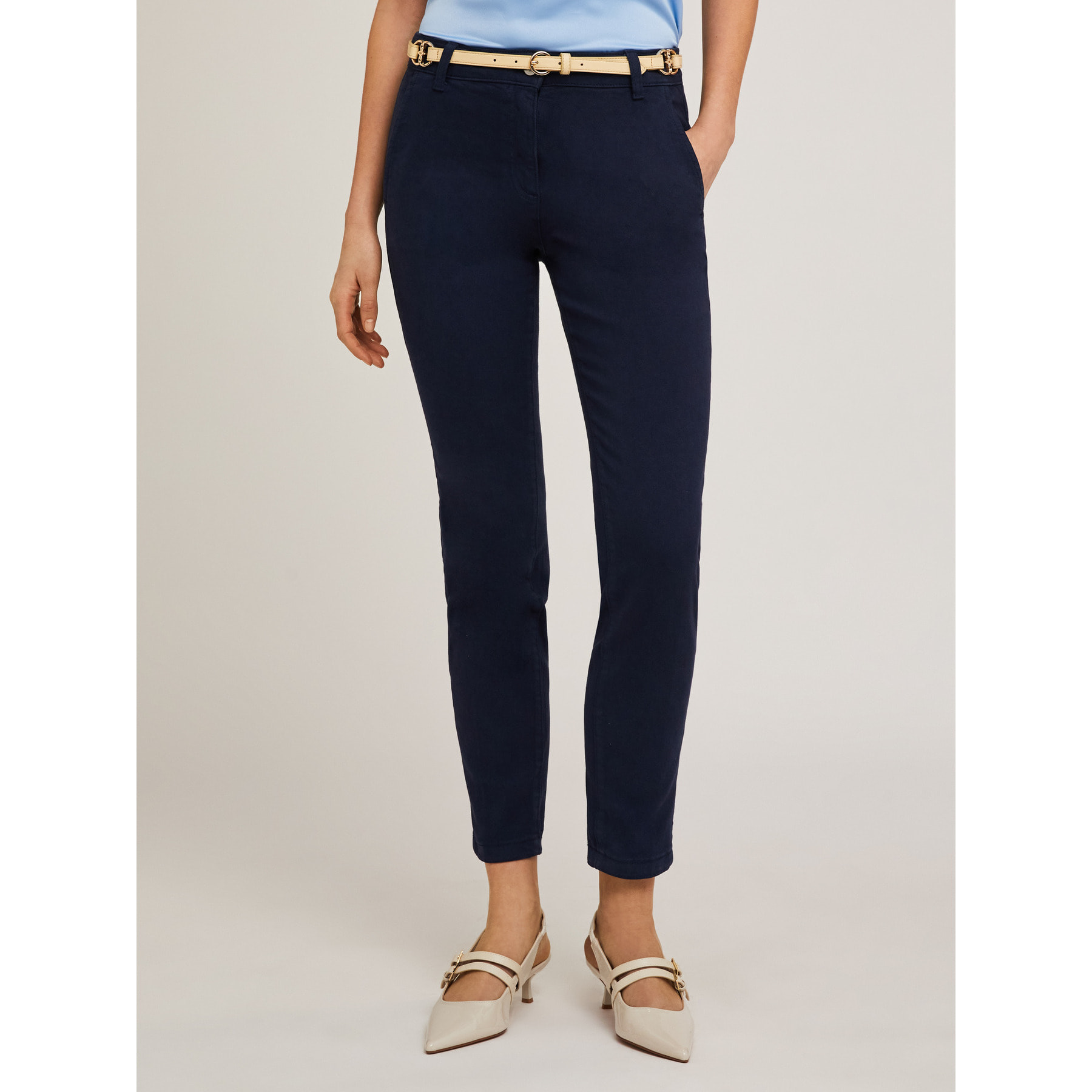 Motivi - Pantalones chinos Kendall en drill de algodón - Azul