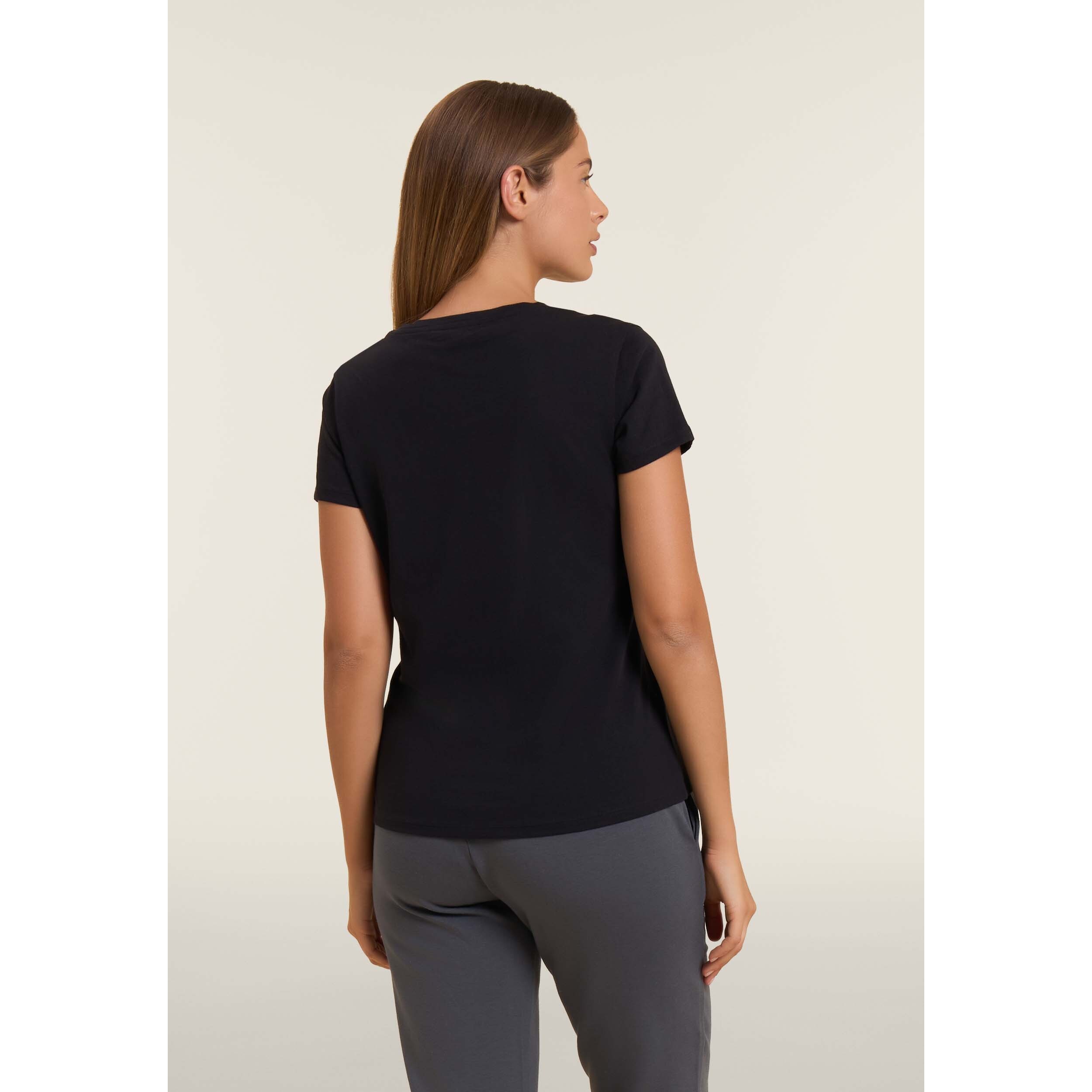 T-shirt in cotone Supima con logo in paillettes bicolore