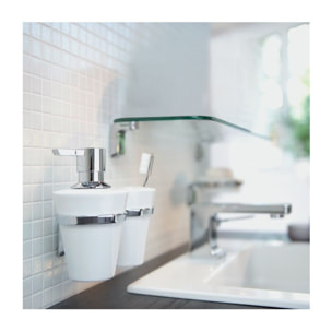 Distributeur de savon à  fixer Porcelaine et Acier chromé MAX LIGHT Blanc Spirella