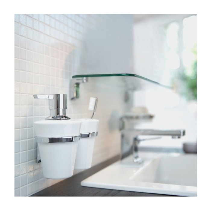 Distributeur de savon à  fixer Porcelaine et Acier chromé MAX LIGHT Blanc Spirella