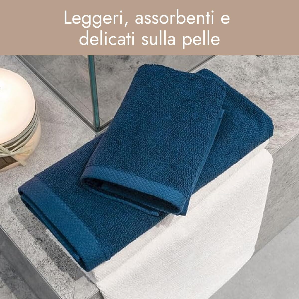INTRECCI HOME Set Bagno 2 Asciugamani Ospite, in Puro Cotone 500 g,Morbidezza Extra, Assorbenza Superiore, Elegante e Durevole