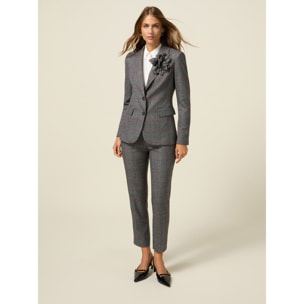Oltre - Blazer de cuadros con broche - Gris