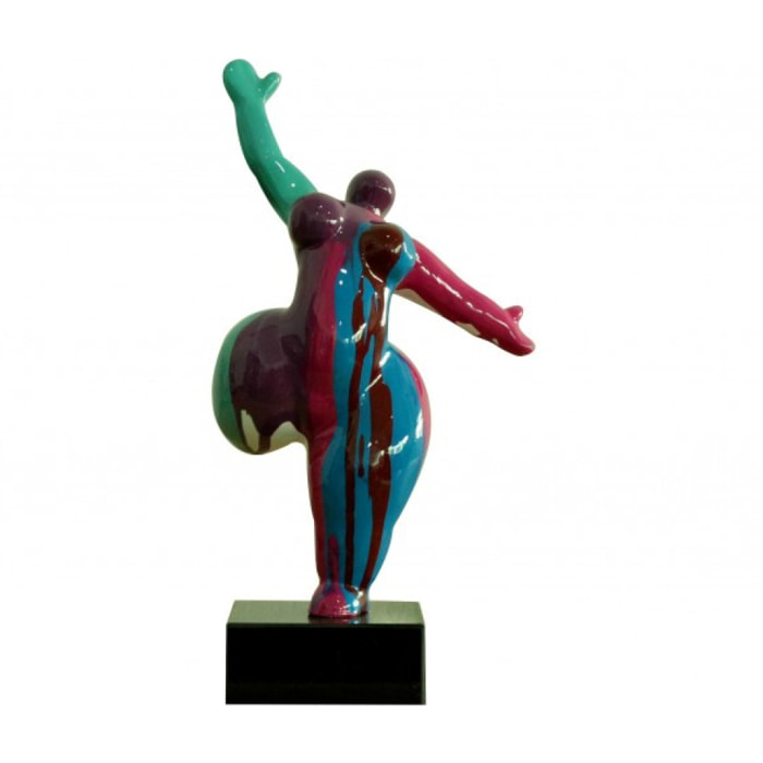 Statue femme ronde en résine multicolore H33cm - BALERINA 10