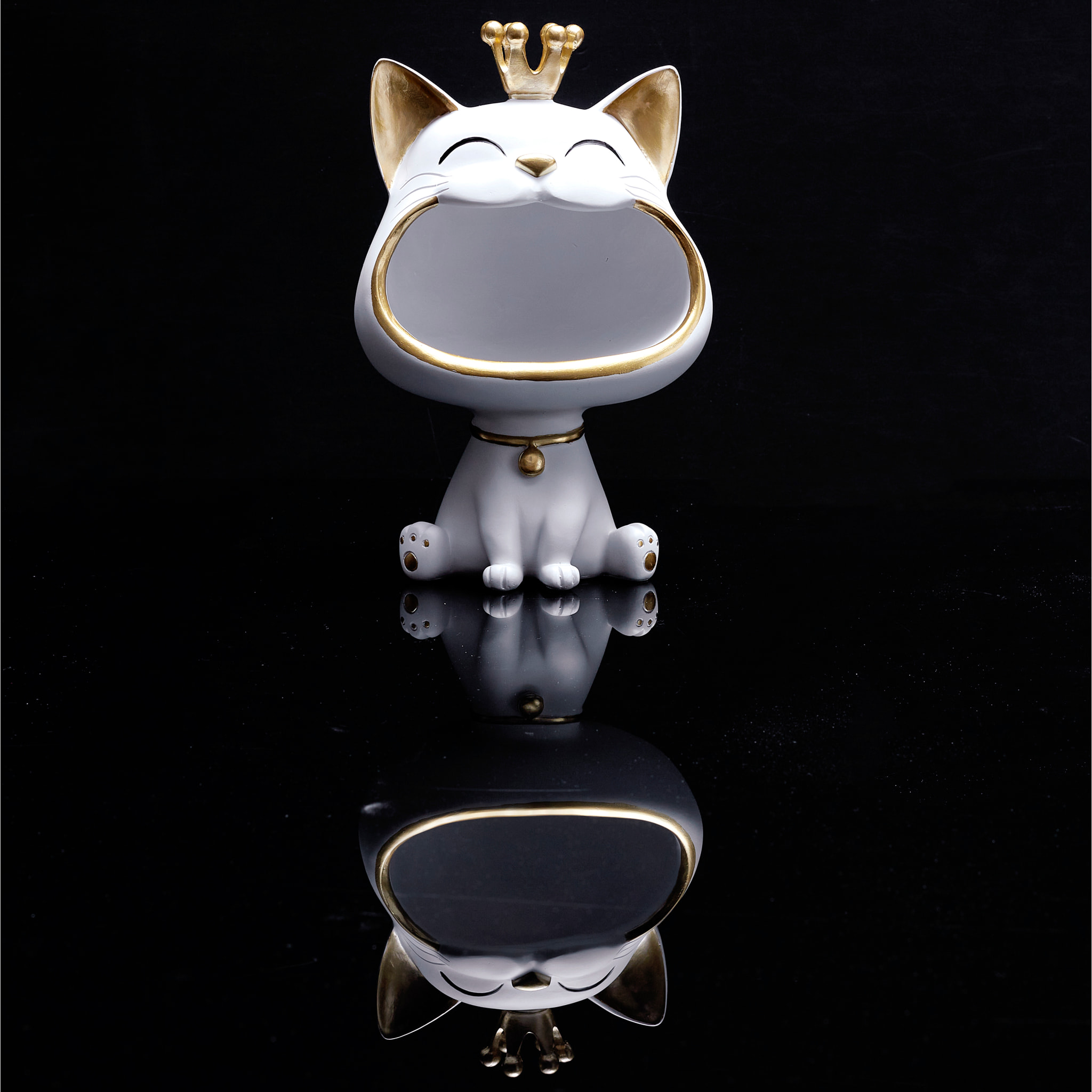 Statue Chat Blanc Vide Poche