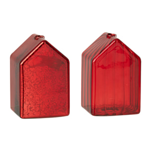 J-Line décoration Maison - verre - rouge - small - 2 pcs