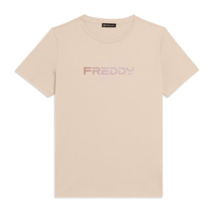 T-shirt Comfort Fit con Logo FREDDY e Slogan "Time Shine"