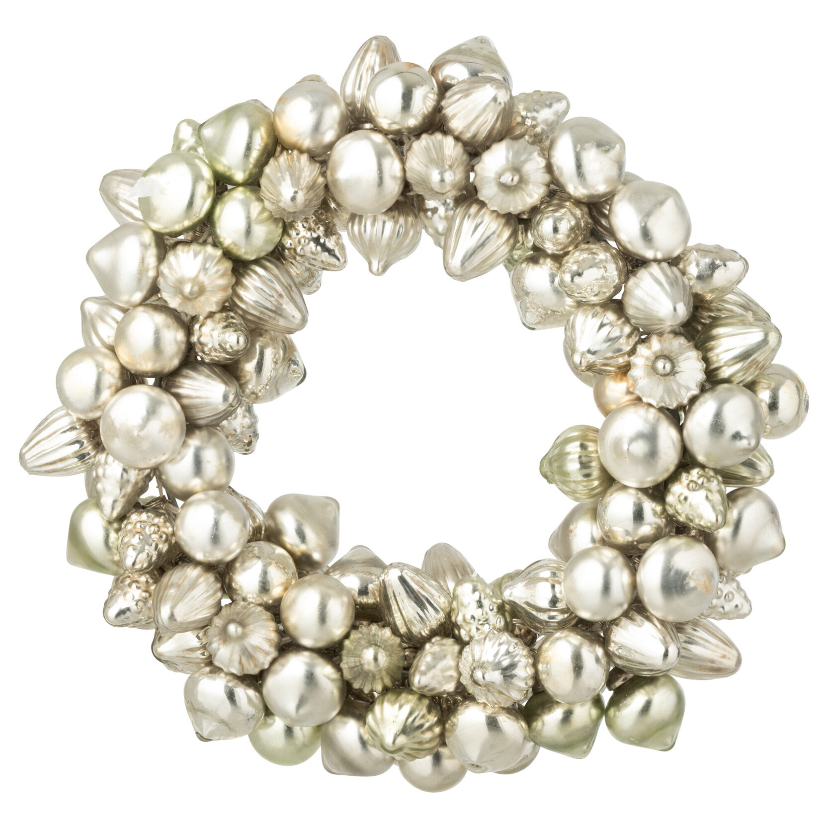 J-Line décoration couronne Boule de Noël - verre - argent